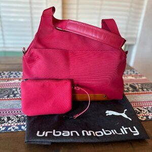 PUMA Urban Mobility Red Canvas, Wooden Base Shoulder Bag, with Dusty, Preowned